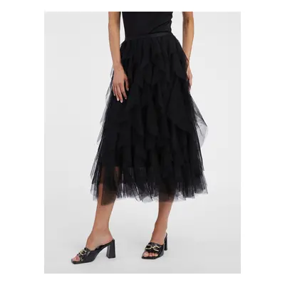 Orsay Black women's midi skirt with ruffles - Women's