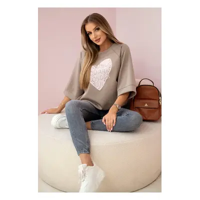 Kesi Włoski Butter-soft sweatshirt with a heart print fango