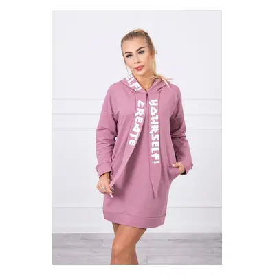 Oversize hooded dress dark pink