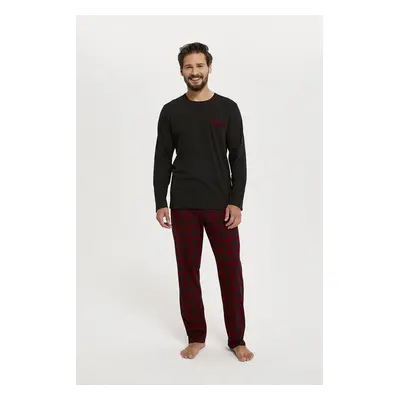 Men's pyjamas Zeman long sleeves, long legs - black/print