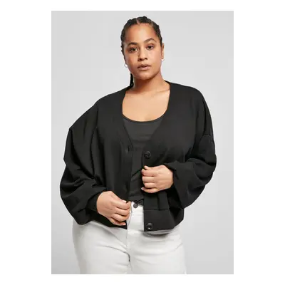 Women's Organic Oversized Short Terry Cardigan Black