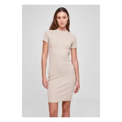 Women's dress with ribbing beige