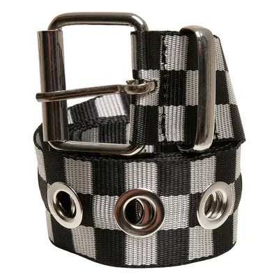 Plaid belt with eyelets black/white