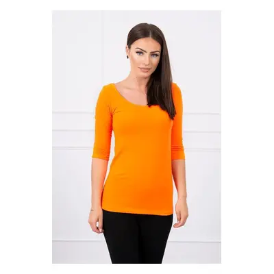 Blouse with round neckline orange neon