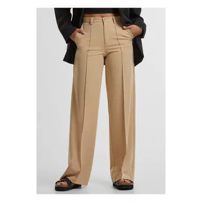 Women's wide pleated trousers - unionbeige