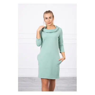 Dress with hood and pockets dark mint