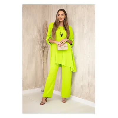 Kesi Włoski Set of blouse + pants with pendant neon green