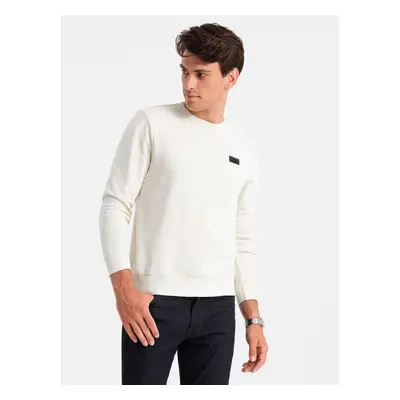 Ombre Men's non-stretch sweatshirt with metal pin - cream