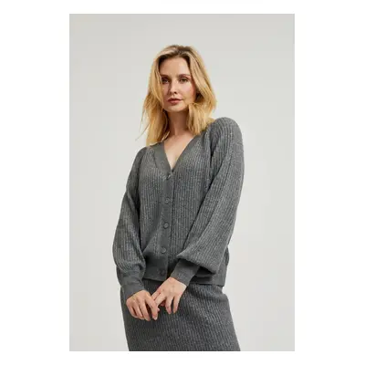 Women's cardigan with buttons and puffed sleeves MOODO - gray