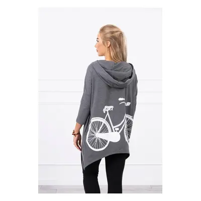 Sweatshirt with graphite melange cycling print