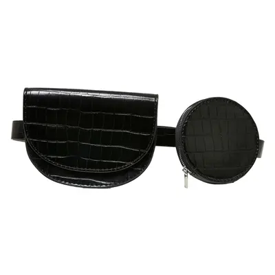 Double handbag made of Croco synthetic leather