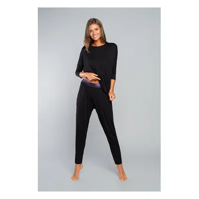 Style: Set of 3/4 sleeves, long pants - black