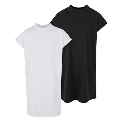 Turtle Extended Shoulder Dress for Girls - Black+White