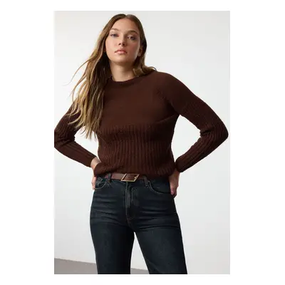 Trendyol Brown Soft Textured Knit Detailed Knitwear Sweater