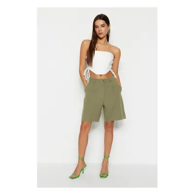 Trendyol Light Khaki Pocket Detailed Regular Fit Woven Shorts