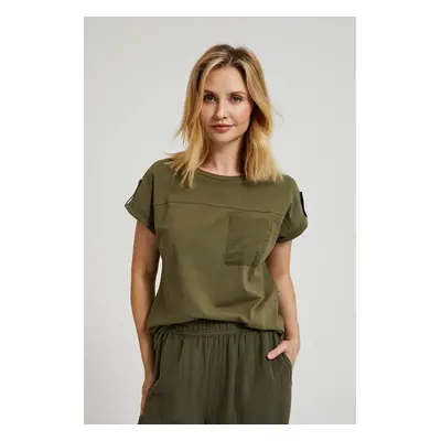 Women's T-shirt with pocket MOODO - olive