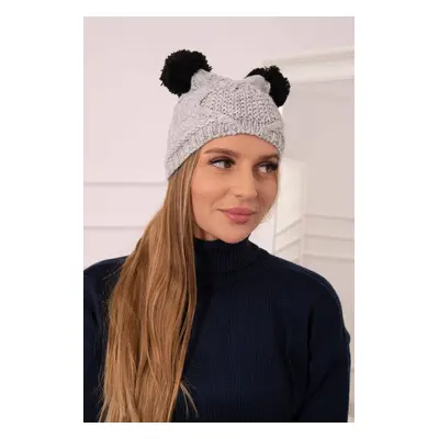 marka niezdefiniowana Cap with fleece pompoms K291 gray