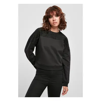 Women's Short Oversized Lace Insert Crew Black