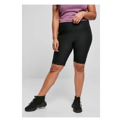 Women's high-waisted cycling shorts with lace trim black