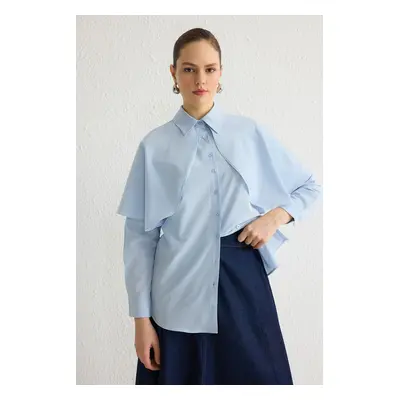 Trendyol Blue Cape Detailed Woven Shirt