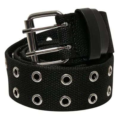 Polyester belt with eyelets black/silver