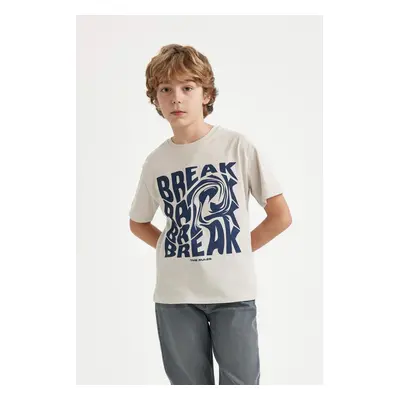 DEFACTO Boys' Crew Neck Printed Short Sleeve T-Shirt