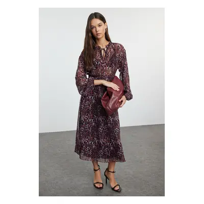 Trendyol Multicolored Floral Skirt Open Waist Maxi Lined Woven Winter Dress