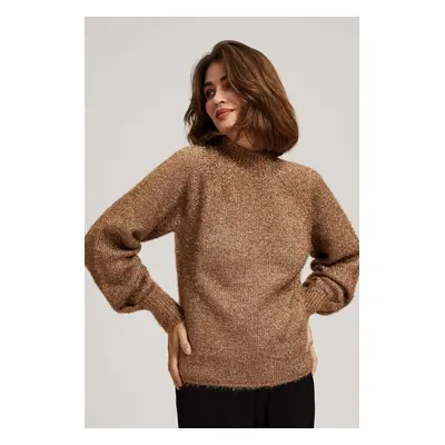 Turtleneck sweater decorated with metallic thread