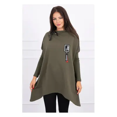 Oversized sweatshirt with asymmetrical sides khaki