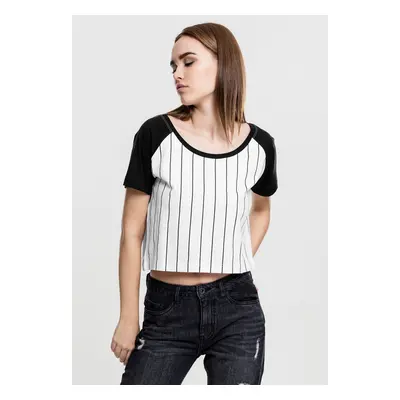 Women's cropped baseball t-shirt wht/blk