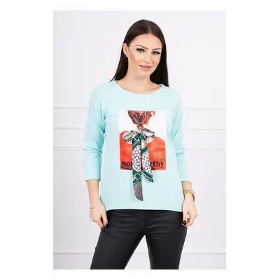 Blouse with 3D graphics Remarkable mint