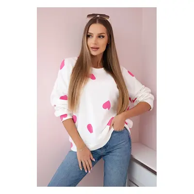 Kesi Włoski Butter sweatshirt with hearts print fuchsia