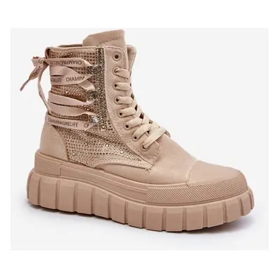 FB3 Magas felső női tornacipő a Chunky Platform Beige Wonise-on