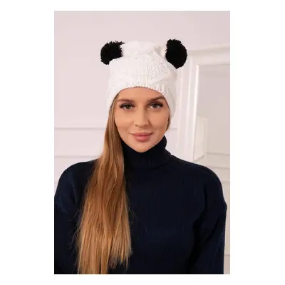 marka niezdefiniowana Cap with fleece pompoms K291 white