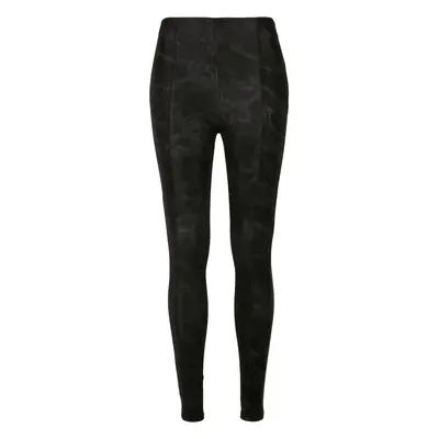 Women's washed trousers made of artificial leather black