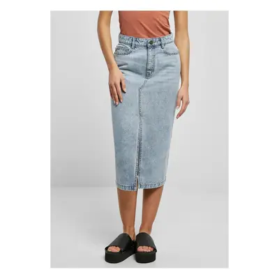 Women's midi denim skirt in a toned light blue wash