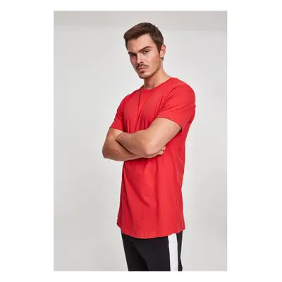 Shaped long T-shirt fiery red