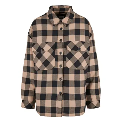 Women's flannel padded overshirt black/softtaupe