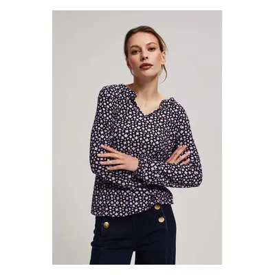 Patterned blouse with V-neck