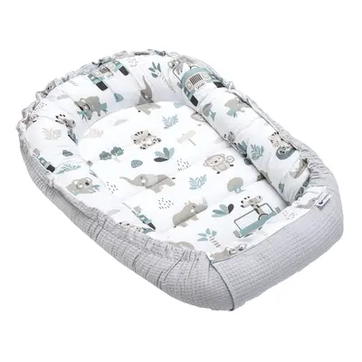 Medi Partners Baby cocoon/nest – Waffle – Mint Zoo + Gray Waffle