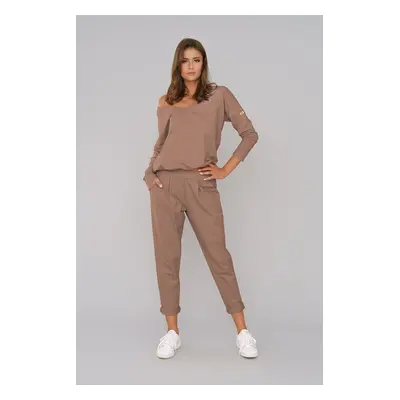 Women's tracksuit Karina with long sleeves, long pants - camel