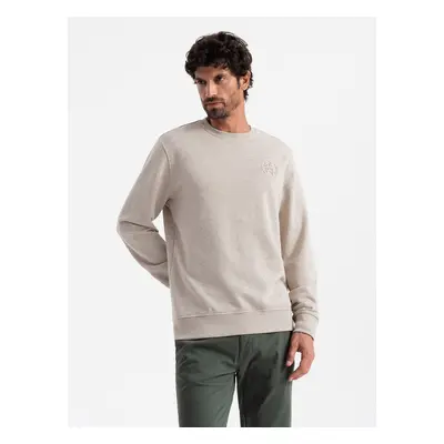 Ombre Men's mélange sweatshirt with embroidered logo - beige