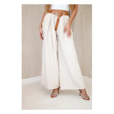 Kesi Włoski Wide-leg belted trousers dark beige