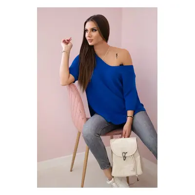 Kesi Włoski V-neck sweater blouse cornflower blue