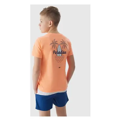 Boys' T-shirt with 4F print - orange