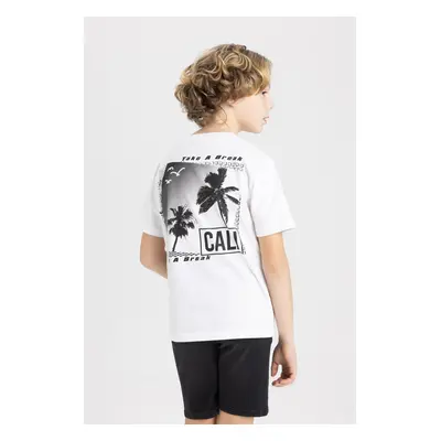 DEFACTO Boys' Crew Neck Printed Short Sleeve T-Shirt