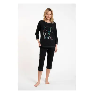 Women's pyjamas Olza, 3/4 sleeve, 3/4 legs - black