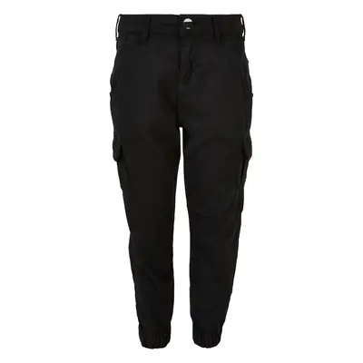 Girls' high-waisted cargo trousers black