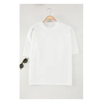 Trendyol White Boxy/Square Cut Thick Premium T-Shirt