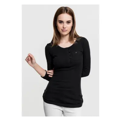 Women's T-shirt with long ribs and pockets black